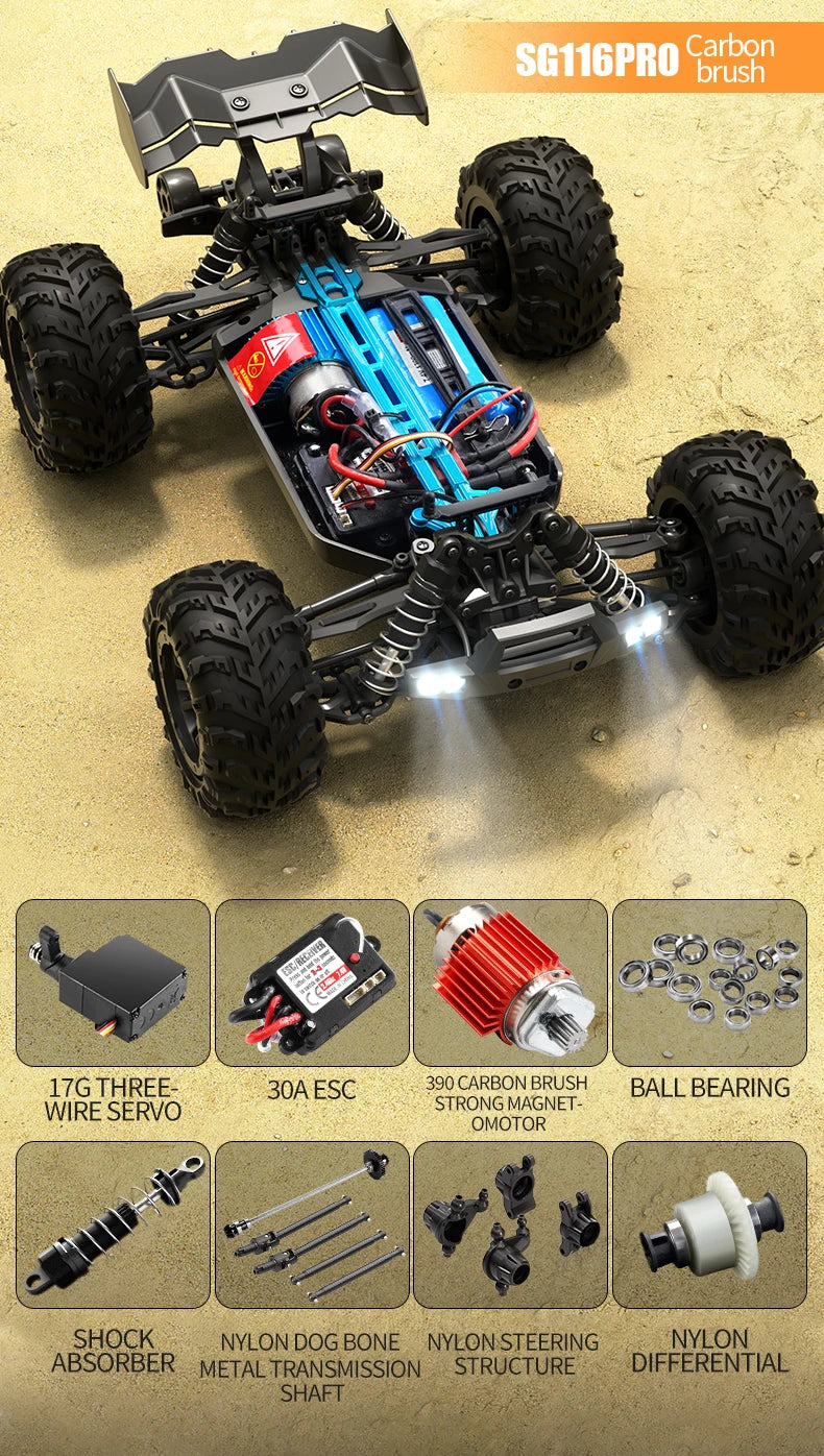 ZLL SG116 MAX 1:16 High Speed Drift Racing 80KM/H Brushless Motor 4WD RC Off Road Car Monster Trucks Toys for For Kids Gifts