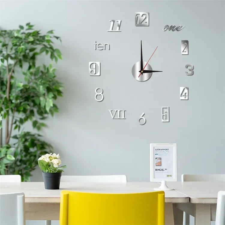 Creative Frameless DlY Wall Clock WallDecal Home Silent Clock Living RoomOffice Wall Decoration