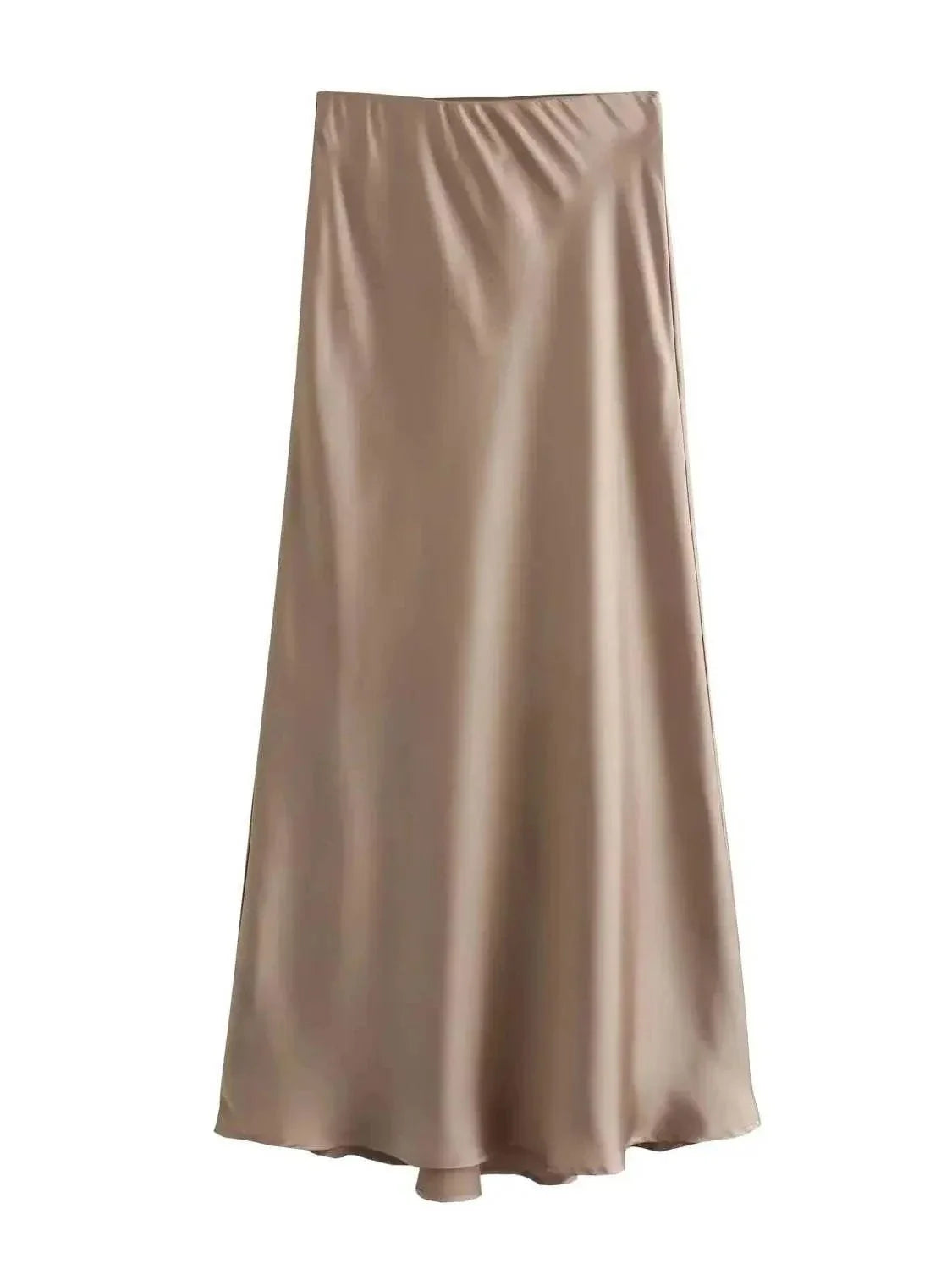 Flowing Satin Midi SkirtExpress Global Mart  Product Description
Embrace elegance with the Flowing Satin Midi Skirt, a perfect addition to your wardrobe for those seeking refined style and comfort. This A-line Flowing Satin Midi SkirtDSers