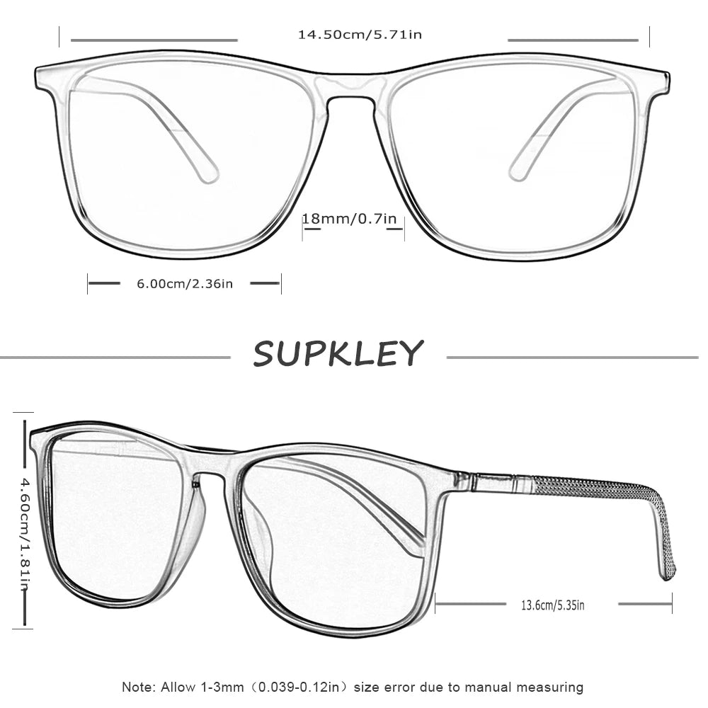 SUPKLEY Square Sunglasses for Men Polarized Light Weight Business Sun Glasses Women Driving Hiking Comfortable Eyewear Accessory