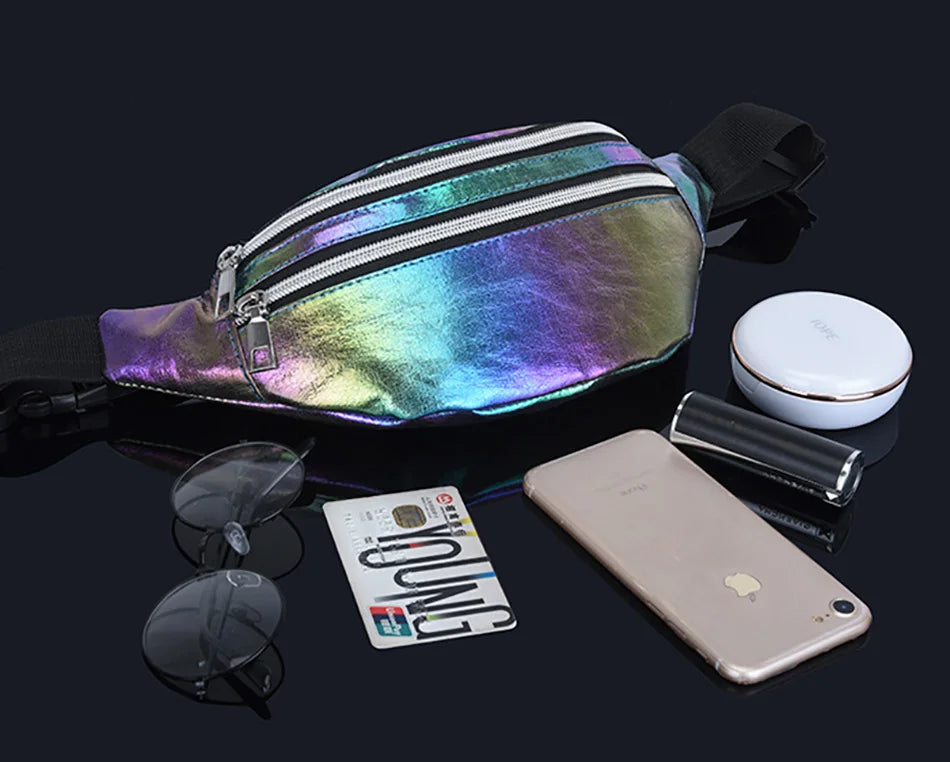 Men Women Fanny Waist Bag Pack Male Belt Pouch For Holographic Belly Banana Lady Kangaroo Bum Hip Side Sport Sachet Waistbag Sac