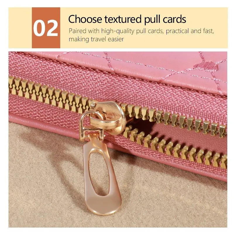 New Wallet Women's European and American Card Bag Zipper Handbag Embroidered Mobile Phone Bag