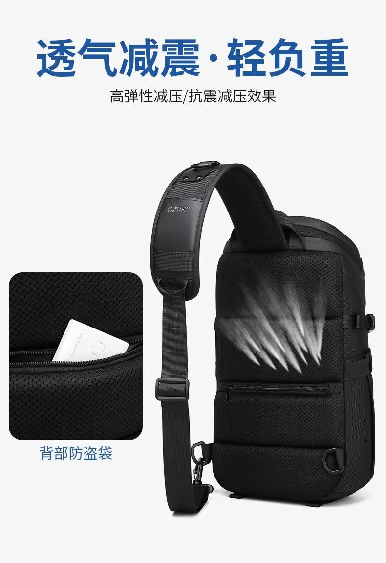 Ozuko Anti-Theft Short Travel Messenger Sling  Cross bag men Waterproof USB Man Crossbody Bag Fashion Designer Chest Bag