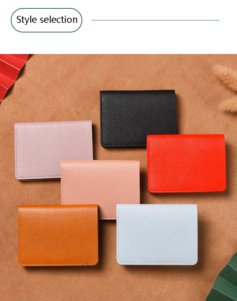 2024 New Women's Wallet Simplified Folding Button Small Wallet Driver's License Card Bag Male Student Soft Leather Wallet