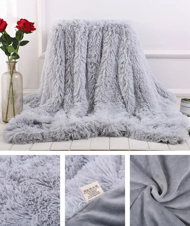 Shaggy Super Soft Coral Fleece Blanket Warm Cozy Bedding Blanket Fluffy Sofa Bedding Airplane Hotel Throw Sofa Pillowcases Sale