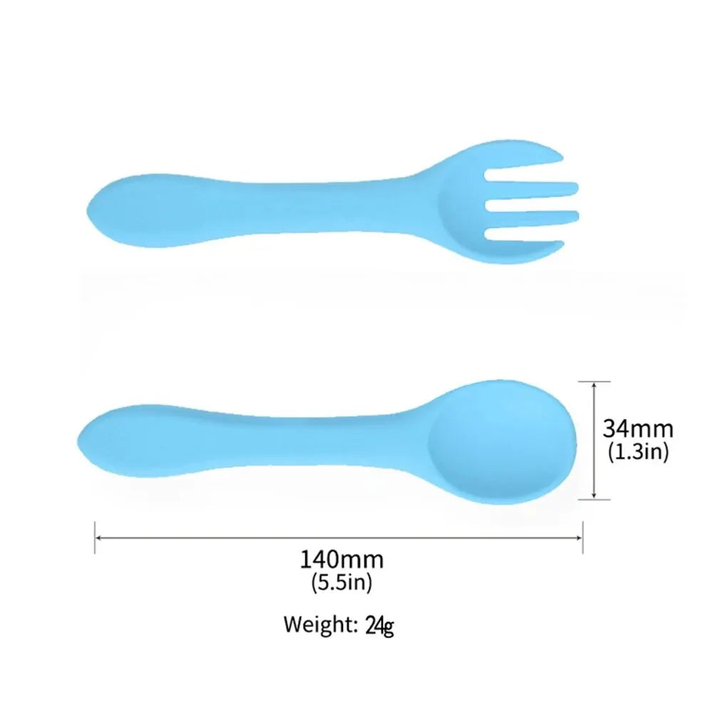 Food-grade Silicone Baby Products Baby Eating Spoon Training Water Spoon Children's Tableware Complementary Food Spoon Fork