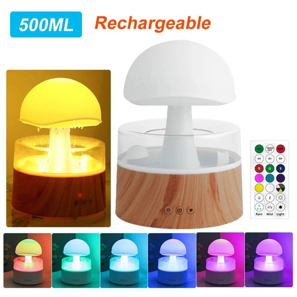 Mushroom Air Humidifier Home Bedroom Aromatherapy Lamp Calming Water Drops Sounds Diffuser Humidifier Rain Cloud Night LightExpress Global Mart  SPECIFICATIONSBrand Name: alloetHumidification Method: Mist DischargePower (W): 5wVoltage (V): 5VNoise: &lt;36dbOrigin: Mainland ChinaCapacity: &lt;1LModel Number: HMushroom Air Humidifier Home Bedroom Aromatherapy Lamp Calming Water DDSers