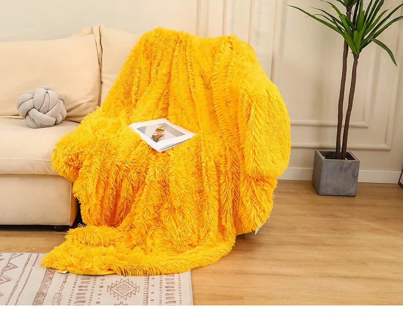 Shaggy Super Soft Coral Fleece Blanket Warm Cozy Bedding Blanket Fluffy Sofa Bedding Airplane Hotel Throw Sofa Pillowcases Sale