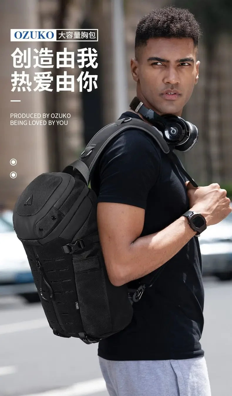 Ozuko Anti-Theft Short Travel Messenger Sling  Cross bag men Waterproof USB Man Crossbody Bag Fashion Designer Chest Bag