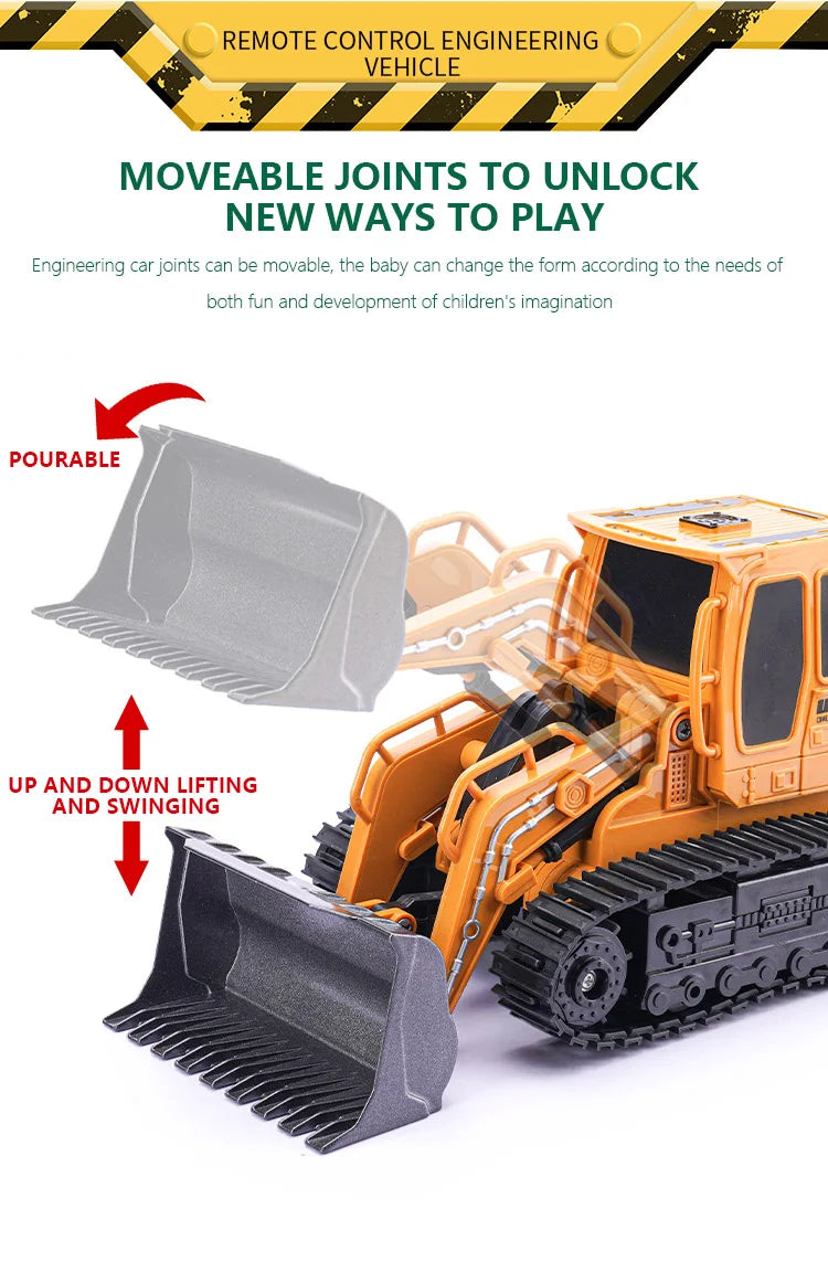 2.4G RC Excavator Children Remote Control Model Car Engineering Dump Truck Bulldozer High Tech Remote Control Car Children Toys