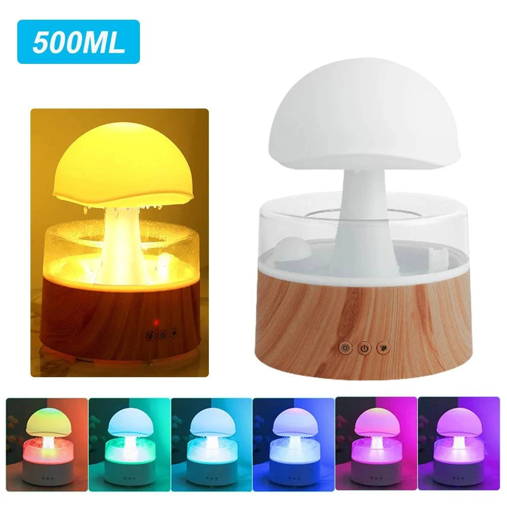 Mushroom Air Humidifier Home Bedroom Aromatherapy Lamp Calming Water Drops Sounds Diffuser Humidifier Rain Cloud Night LightExpress Global Mart  SPECIFICATIONSBrand Name: alloetHumidification Method: Mist DischargePower (W): 5wVoltage (V): 5VNoise: &lt;36dbOrigin: Mainland ChinaCapacity: &lt;1LModel Number: HMushroom Air Humidifier Home Bedroom Aromatherapy Lamp Calming Water DDSers