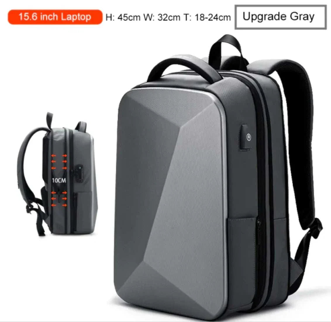 Anti-theft Laptop Backpack with TSA Lock and USB Charging Port in Upgrade Gray, fits 15.6-inch laptops.