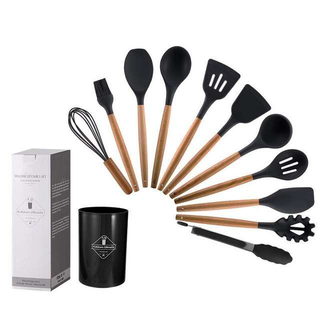 Stick Pot SpatulaExpress Global Mart  Introducing Our 12-Piece Wooden Handle Silicone Kitchen Utensils Set and Handy Storage Bucket: The Ultimate Kitchen Upgrade!
Elevate your cooking experience with ourNon Stick Pot Spatula And SpoonZendrop