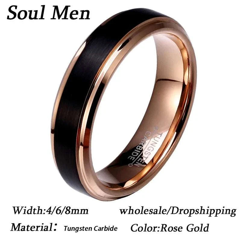 Wholesale Tungsten Rings BlackExpress Global Mart  wedding_engagement_jewelrySurface Width:4mm,6mm,8mmSetting Type:NoneRings Type:Wedding BandsModel Number:XTU042RShape\pattern:RoundStyle:ClassicOccasion:WeddingMaterial:MetalMetals Type:TUNGSWholesale Tungsten Rings Black with Rose Gold Color Men Wedding Band 6b0d141-b8