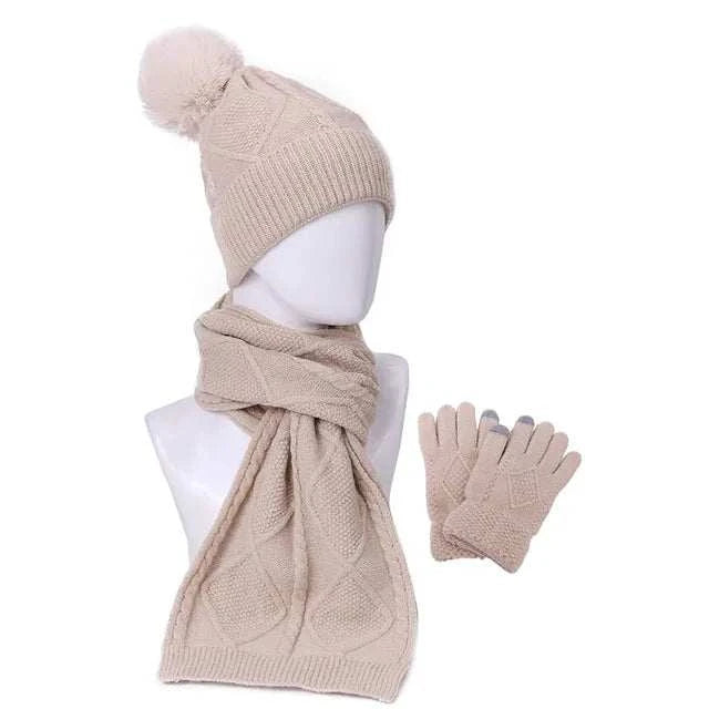 Winter Knitted Wool Set PiecesExpress Global Mart  women_accessoriesProduct Description
Elevate your winter wardrobe with the Winter Knitted Wool Set Pieces. This luxurious set includes a matching hat, scarf, and gloves, designed to Winter Knitted Wool Set PiecesCartifind