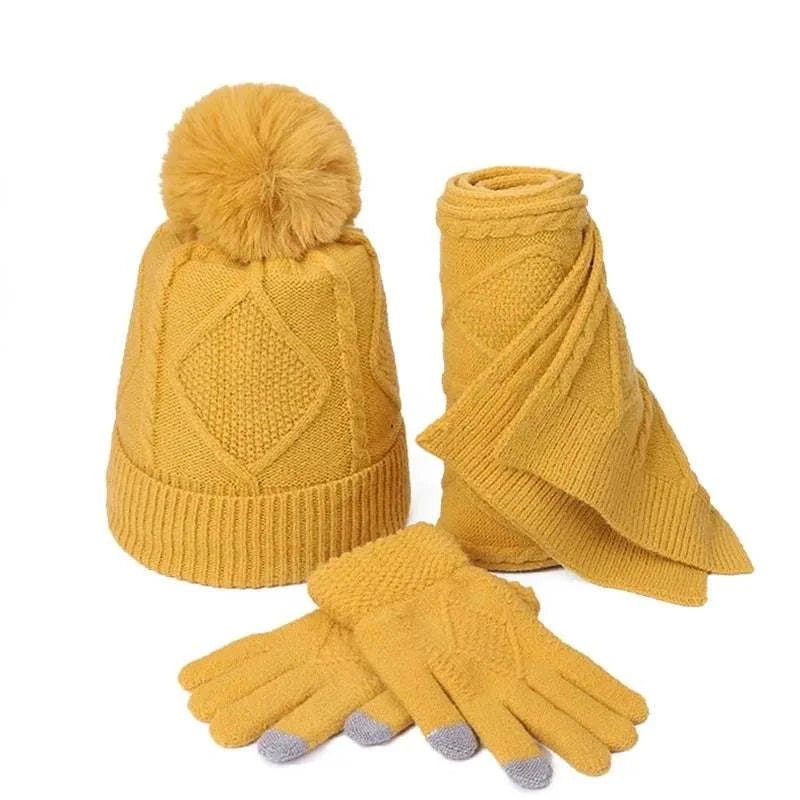 Winter Knitted Wool Set PiecesExpress Global Mart  women_accessoriesProduct Description
Elevate your winter wardrobe with the Winter Knitted Wool Set Pieces. This luxurious set includes a matching hat, scarf, and gloves, designed to Winter Knitted Wool Set PiecesCartifind