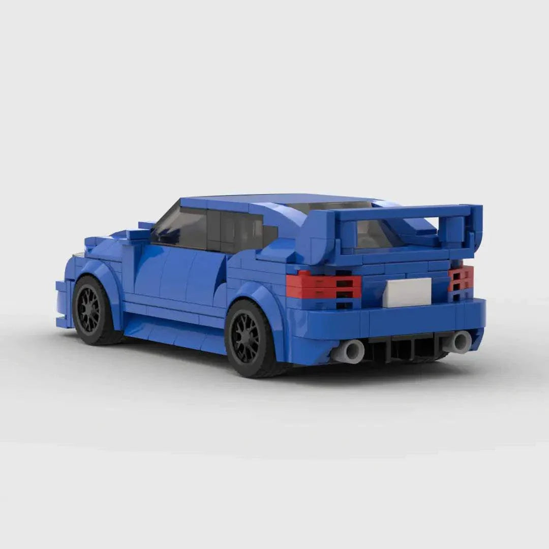 Blue LEGO-style Subaru WRX STI model with enhanced design features.