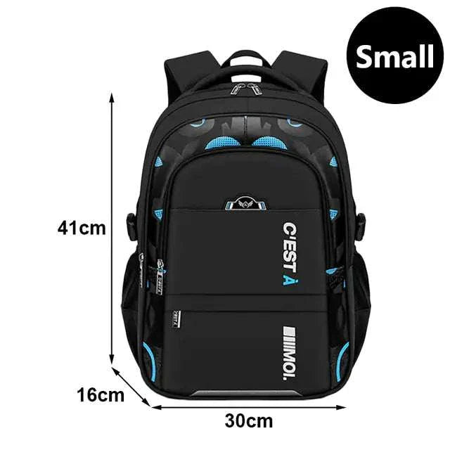 Teenager School Bag, small size, orthopedic design, black solid color, 41x16x30 cm.