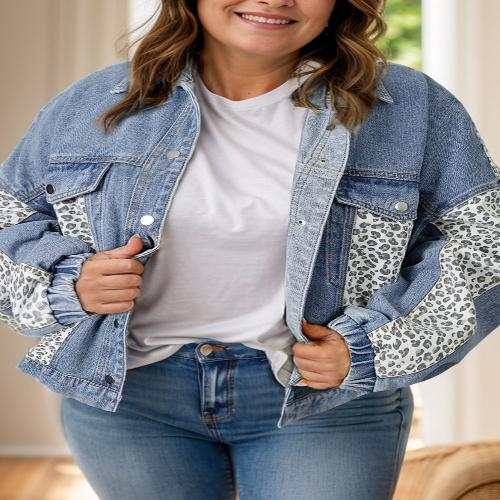 Size Leopard Long Sleeve Denim JacketExpress Global Mart  Features: Pocketed
Stretch: No stretch
Material composition: 75% cotton, 25% polyester
Care instructions: Machine wash cold. Tumble dry low.
Imported


Size
US
Bust
Plus Size Leopard Long Sleeve Denim JacketTrendsi