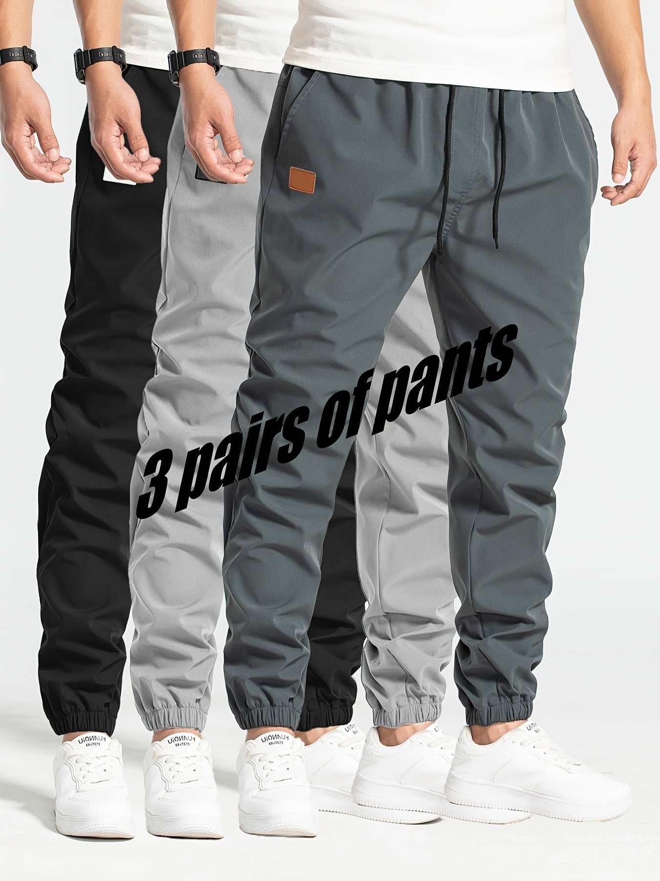 Drawstring Waist, Multiple Pockets,Express Global Mart  customizedMaterial:PolyesterDetails:PocketPattern:Solid colorSheer:NoFabric:Non-StretchOperation Instruction:Machine wash or professional dry cleanFit Type:LooseComposition:103pcs Comfortable Men's Solid Color Joggers - Sweatpants with DrawstrinCartifind