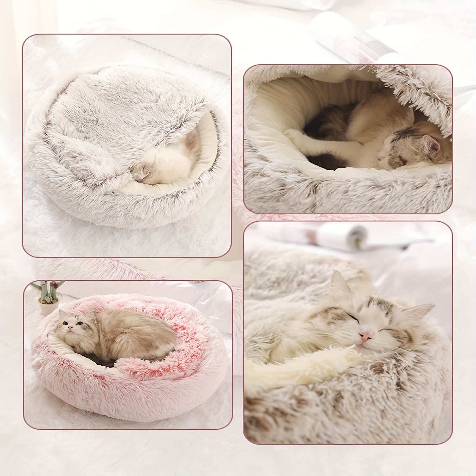 Calming Dog Beds & Cat Cave BedExpress Global Mart  customizedMajor Material:Faux FurItem ID:YC61842Calming Dog Beds & Cat Cave Bed With Hooded Cover, Washable Round Bedsb0d141-b8