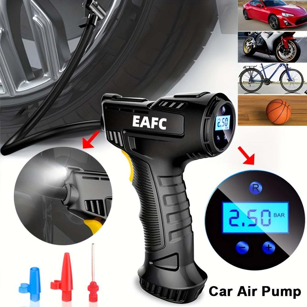 1pc Portable Wireless Electric Inflatable Pump, Wireless Car Air Pump, Digital Auto Tire Inflator, Portable Air CompressorExpress Global Mart  customizedPower Source:ElectricTank Style:PortablePower Supply:USB PoweredBattery Properties:Rechargeable BatteryRechargeable Battery:Lithium BatteryBrand:EAFCItem ID:BH500021pc Portable Wireless Electric Inflatable Pump, Wireless Car Air Pump,b0d141-b8