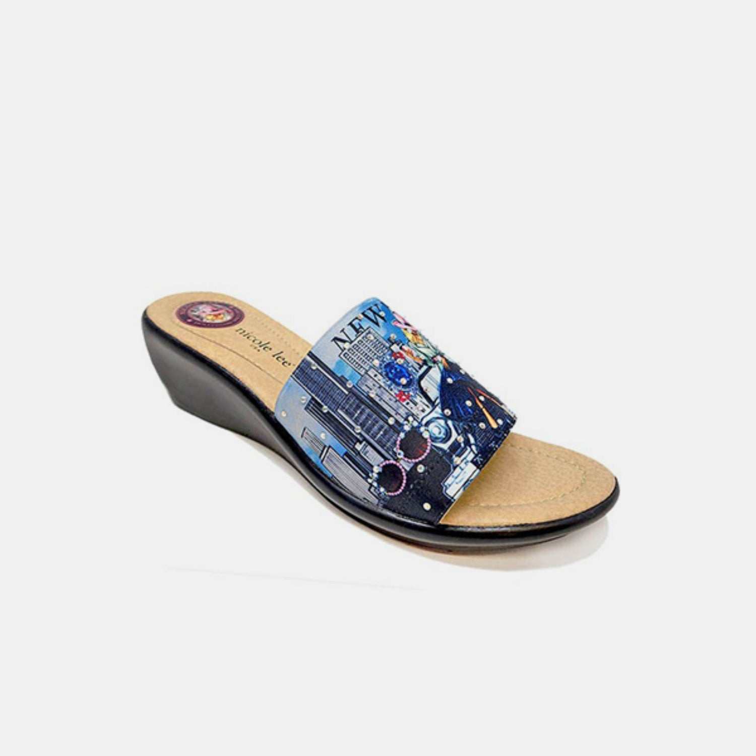 Nicole Lee USA Rhinestone Decor Wedge SlipperExpress Global Mart  Upgrade your warm-weather style and slip into our flexible and elegantly embellished slippers with a cork-inspired lining for summer vibes.
Heel height: Mid heels
MaNicole Lee USA Rhinestone Decor Wedge SlipperTrendsi