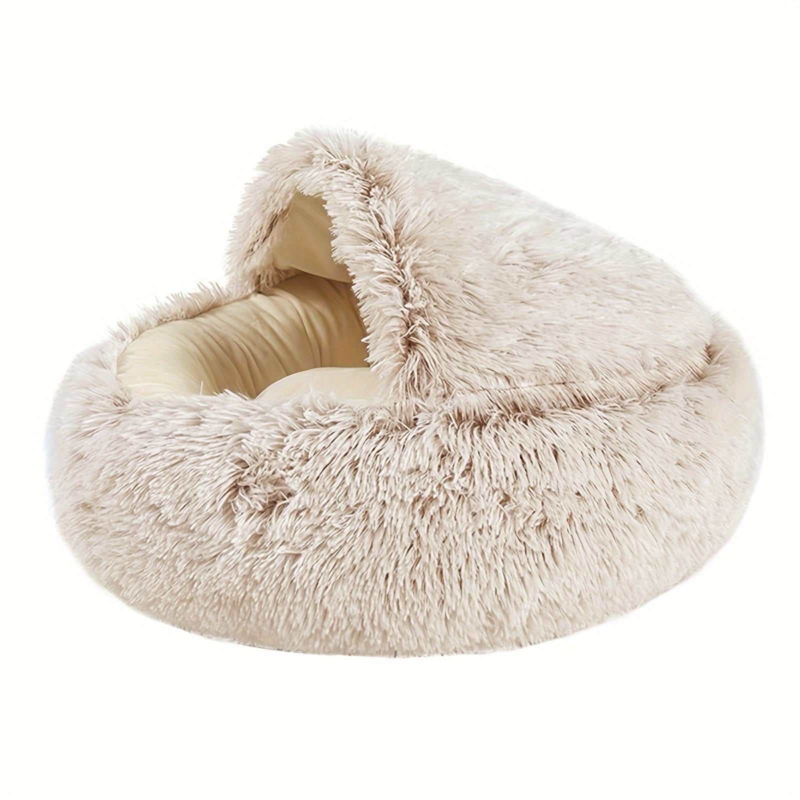 Calming Dog Beds & Cat Cave BedExpress Global Mart  customizedMajor Material:Faux FurItem ID:YC61842Calming Dog Beds & Cat Cave Bed With Hooded Cover, Washable Round Bedsb0d141-b8