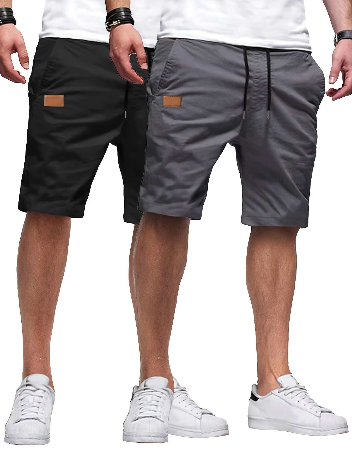 2pcs Mens Relaxed Fit Casual Cargo Shorts - Drawstring Waist, Slight Stretch, Solid Color, Woven Fabric, Hand Washable - PerfectExpress Global Mart  customizedMaterial:Woven FabricComposition:100% PolyesterDetails:DrawstringPattern:Solid colorSheer:NoFabric:Slight StretchType:ShortsOperation Instruction:Hand wash or profes2pcs Mens Relaxed Fit Casual Cargo Shorts - Drawstring Waist, Slight Sb0d141-b8