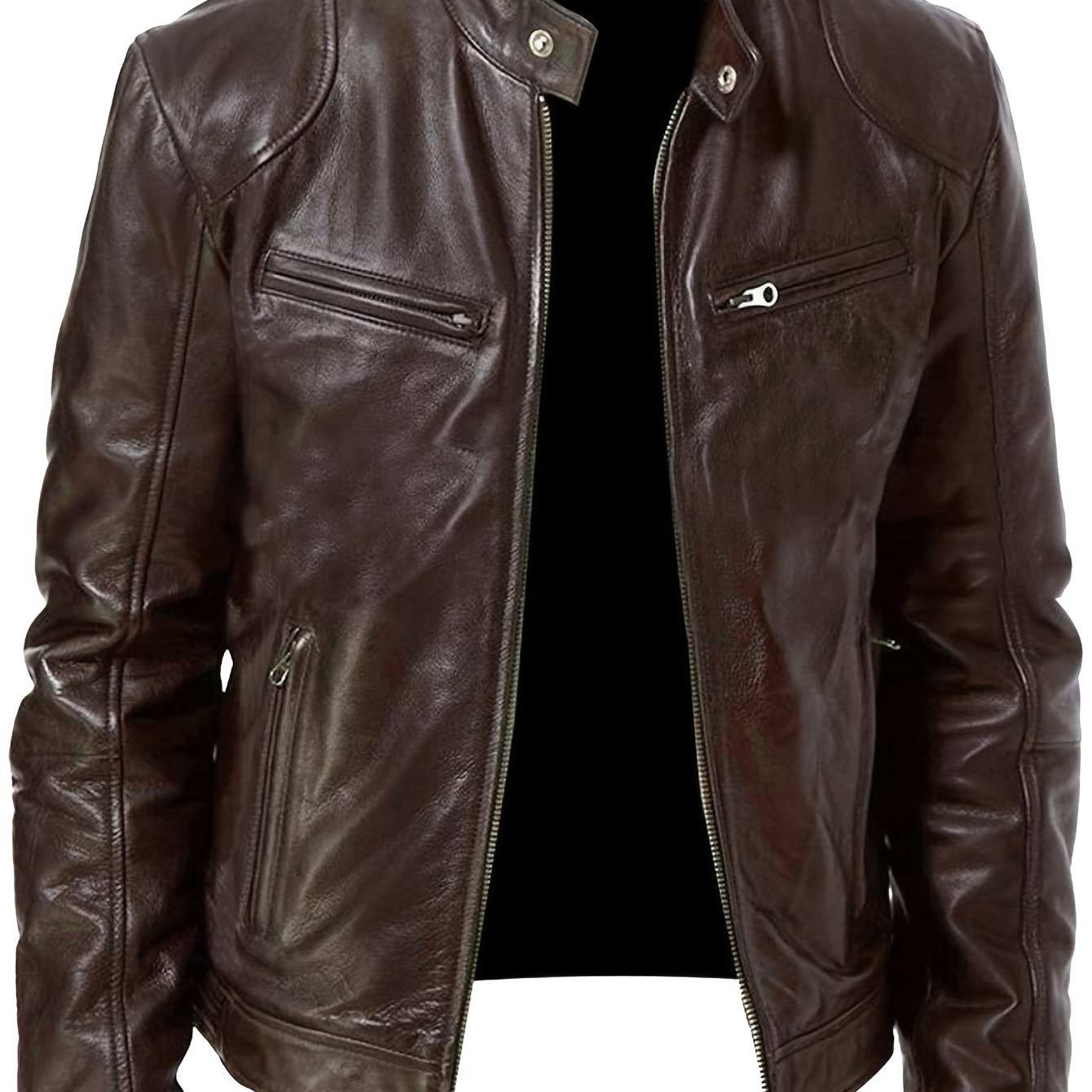 PU Leather Motorcycle Jacket - Zipper CardiganExpress Global Mart  customizedMaterial:PU
Length:Regular
Sleeve Length:Long Sleeve
Sleeve Type:Regular Sleeve
Details:Zipper
Pattern:Solid color
Sheer:No
Fabric:Non-Stretch
Placket Type:Placket
PMen's PU Leather Motorcycle Jacketb0d141-b8