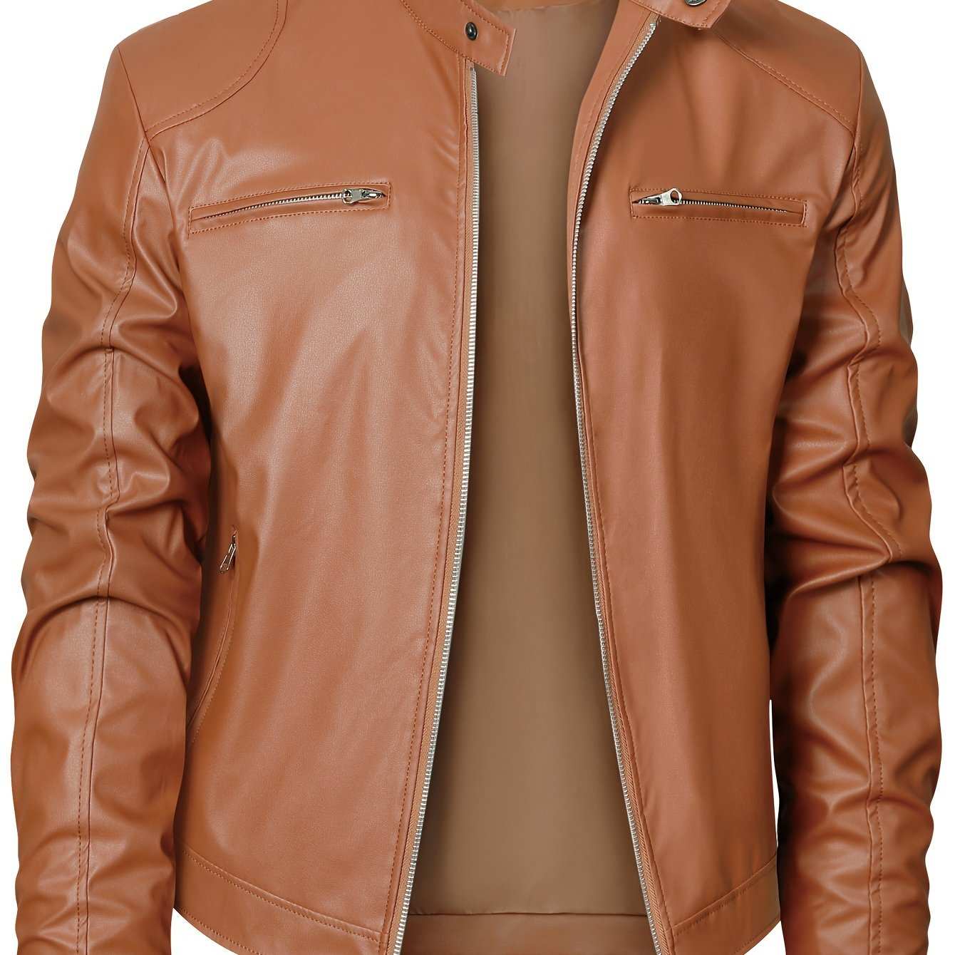 PU Leather Motorcycle Jacket - Zipper CardiganExpress Global Mart  customizedMaterial:PU
Length:Regular
Sleeve Length:Long Sleeve
Sleeve Type:Regular Sleeve
Details:Zipper
Pattern:Solid color
Sheer:No
Fabric:Non-Stretch
Placket Type:Placket
PMen's PU Leather Motorcycle Jacketb0d141-b8