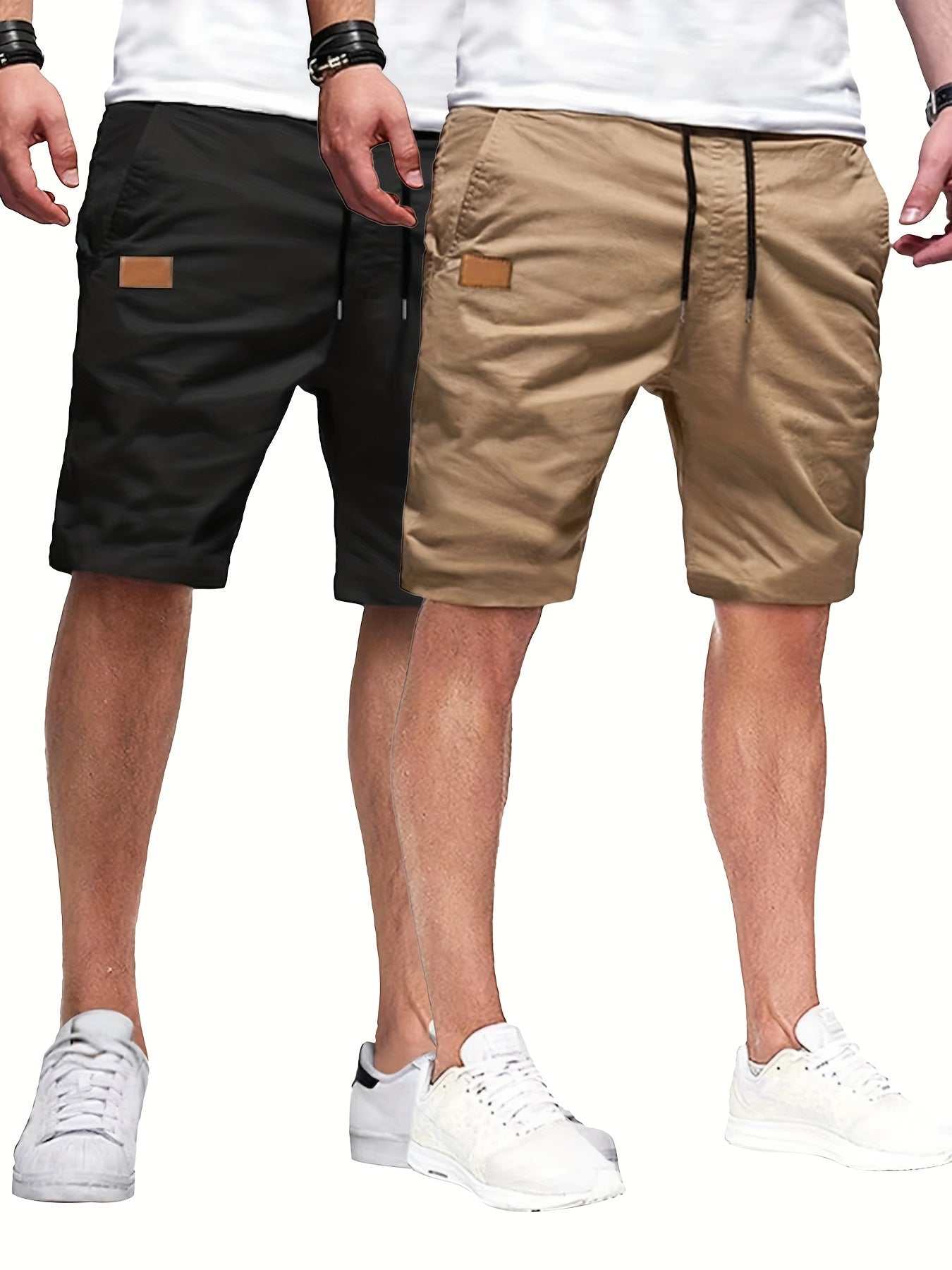 2pcs Mens Relaxed Fit Casual Cargo Shorts - Drawstring Waist, Slight Stretch, Solid Color, Woven Fabric, Hand Washable - PerfectExpress Global Mart  customizedMaterial:Woven FabricComposition:100% PolyesterDetails:DrawstringPattern:Solid colorSheer:NoFabric:Slight StretchType:ShortsOperation Instruction:Hand wash or profes2pcs Mens Relaxed Fit Casual Cargo Shorts - Drawstring Waist, Slight Sb0d141-b8