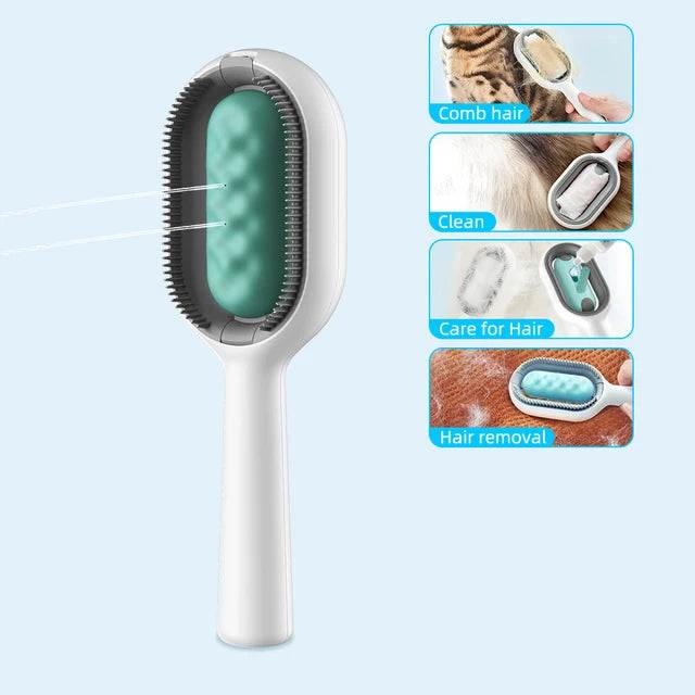 4-in-1 Pet Care Brush for grooming, cleaning, massaging, and fur removal.