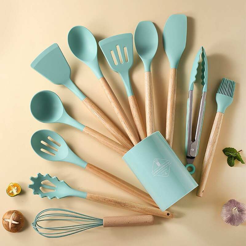 Stick Pot SpatulaExpress Global Mart  Introducing Our 12-Piece Wooden Handle Silicone Kitchen Utensils Set and Handy Storage Bucket: The Ultimate Kitchen Upgrade!
Elevate your cooking experience with ourNon Stick Pot Spatula And SpoonZendrop