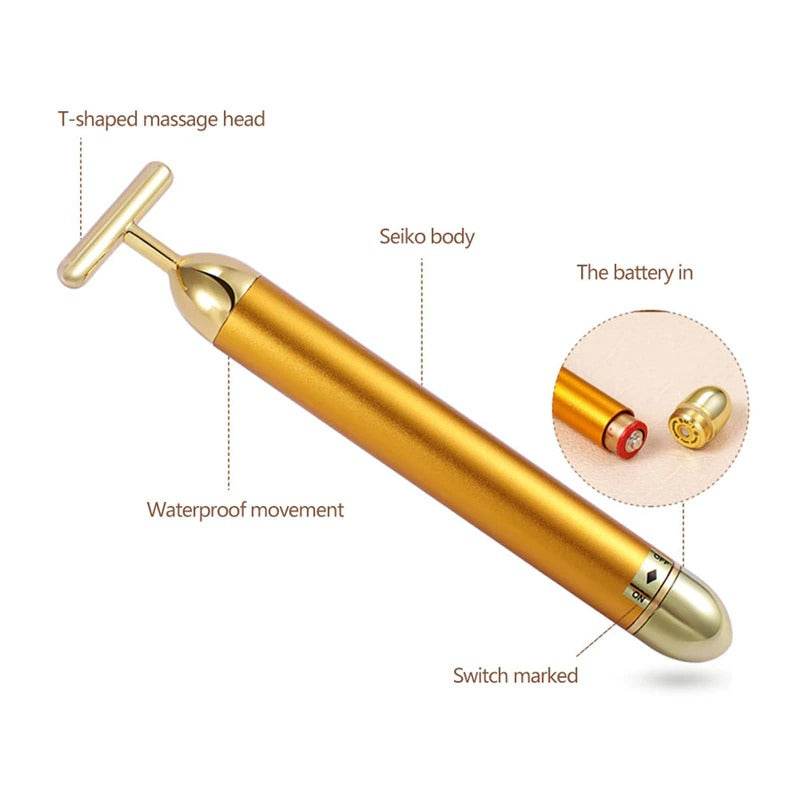 24K Gold Facial Roller MassagerExpress Global Mart  Beauty rollerIntroducing the Gold-Plated Germanium T-Bar: Your Key to Radiant, Rejuvenated Skin!
Experience the magic of vibration massage therapy with our cutting-edge T-Bar, de24K Gold Facial Roller MassagerZendrop