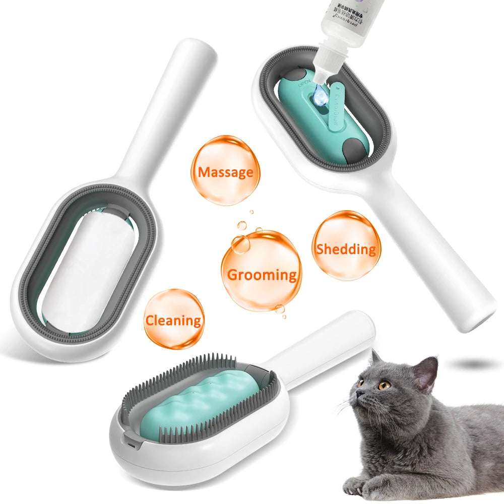 4-in-1 Pet Care Brush with grooming, cleaning, massaging, and fur removal features for pets.