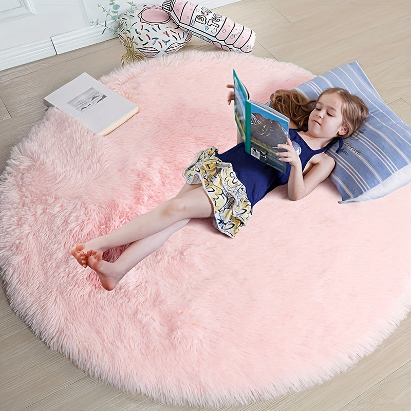 1pc Ultra Soft Plush Rug Round Large Area Rug Cute Nonslip Fluffy Shaggy Rug Waterproof Shaggy Throw Rugs For Living Room Bedroom Nursery Room Game Room Dormitory Carpet Teenage Room Decoration Room Decor 1016cmX1016cm